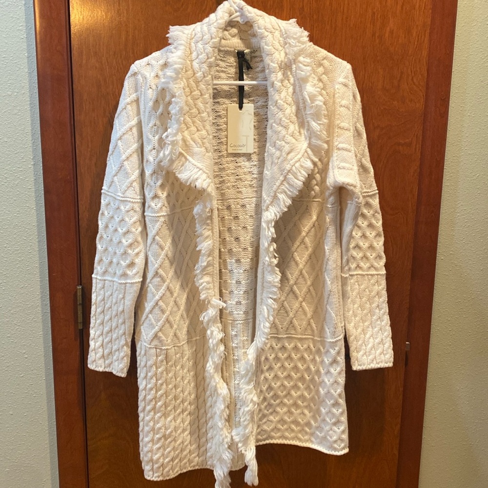 Cocogiò cardigan with fringe. Size medium. NWT.